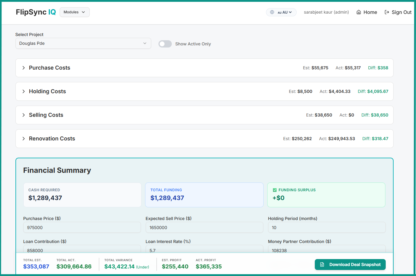Material Estimate comparison