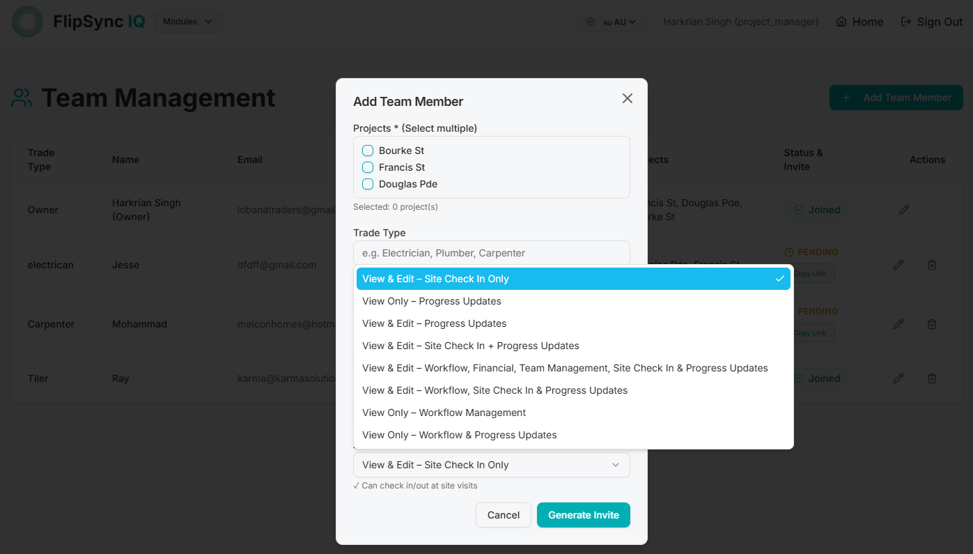 Permissions Interface