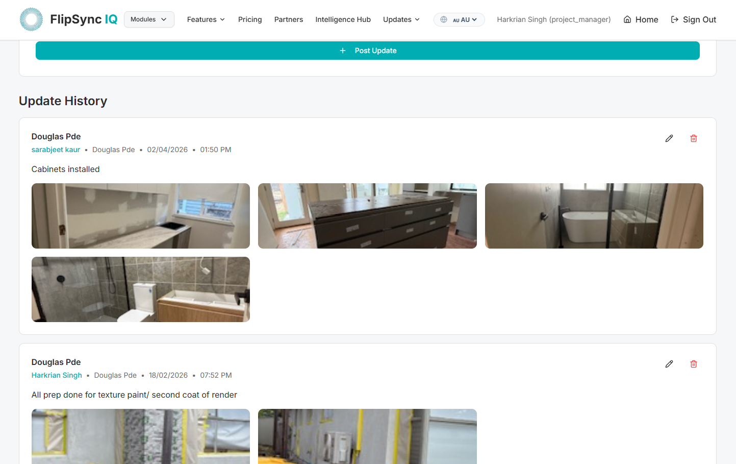Live Project Progress Feed
