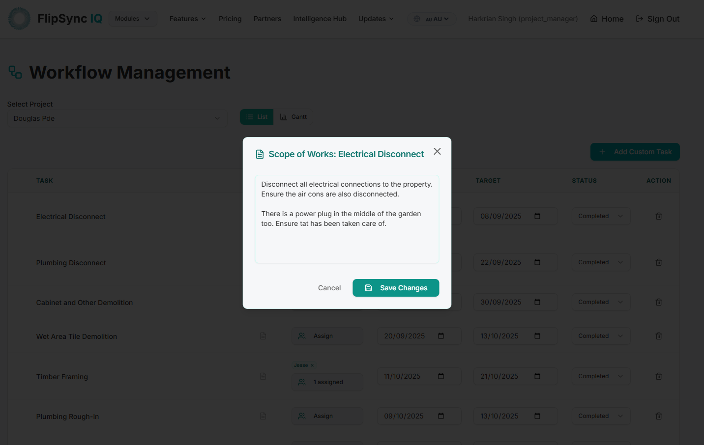 Scope modal